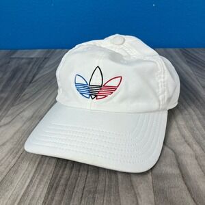Adidas Hat Men's Adjustable Strapback White Tri-Color Trefoil Logo Cap